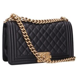 Chanel Boy Chanel 25 Lambskin Chain Leather Shoulder Bag Men's 25